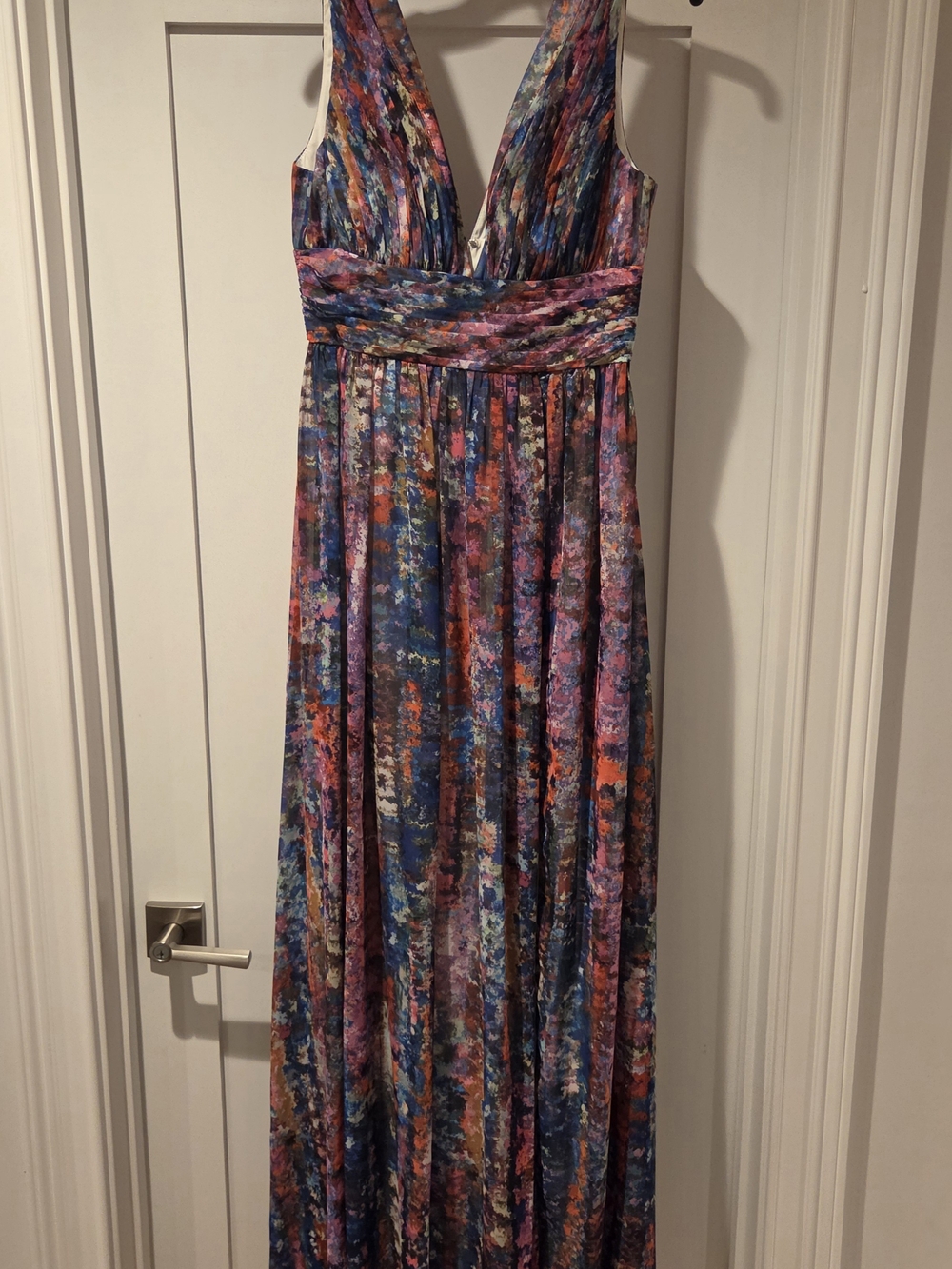 Aiden Mattox Multicolor V-Neck Maxi Dress